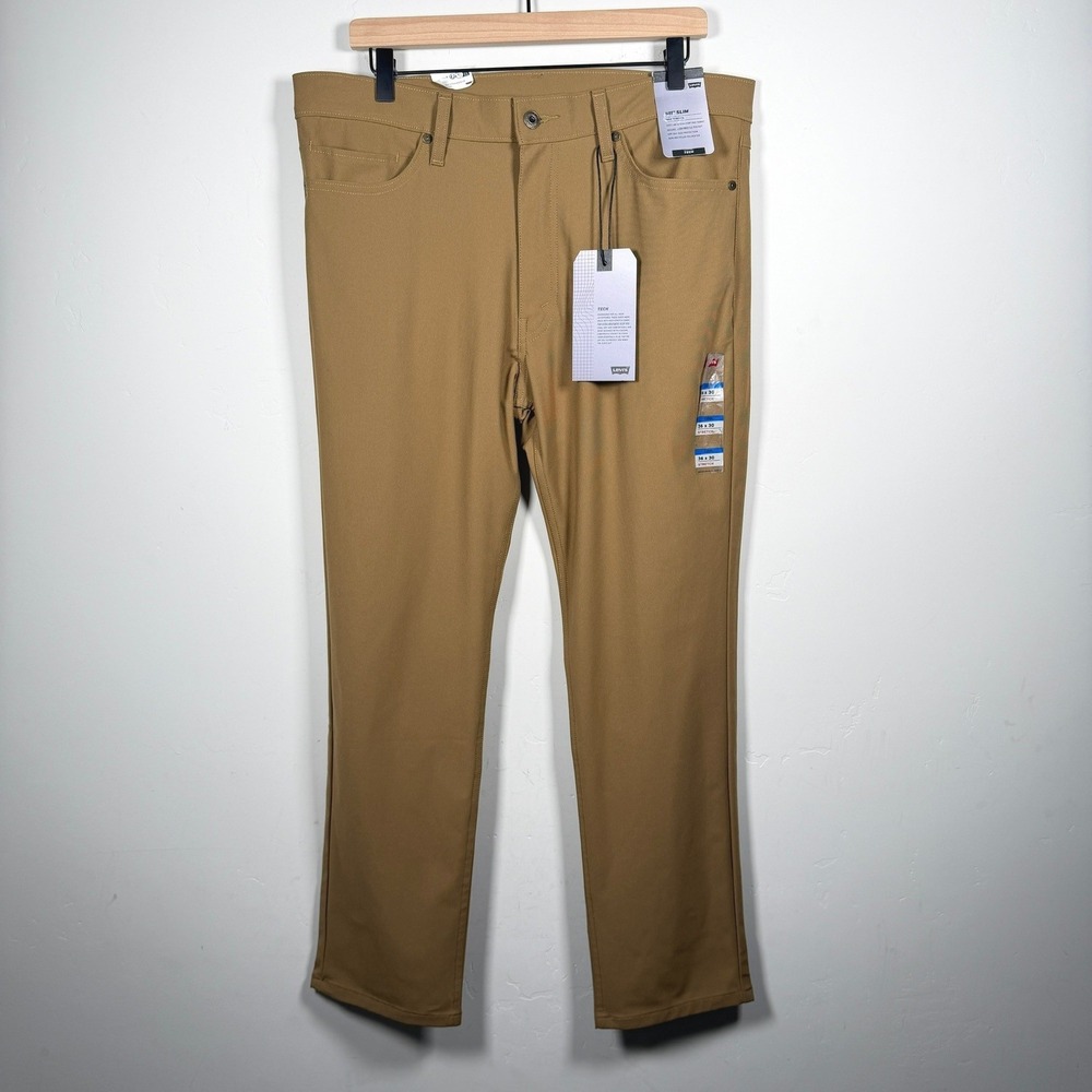 Levi's 511 Slim Tech Pants Men 36x30 Tan High Stretch Quick Dry UPF 50+ Cooling